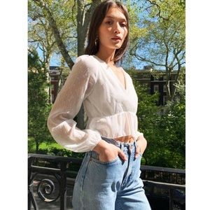 Nasty Gal Textured Long Sleeve Wrap Blouse